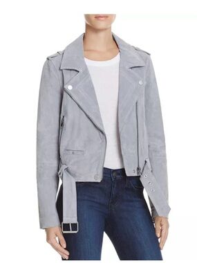 Blank NYC Light Gray Suede Moto Jacket